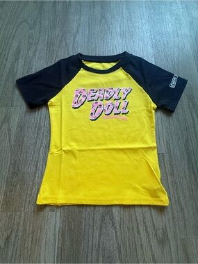 Deadly Doll Yellow & Navy Women’s Streetwear Tee
